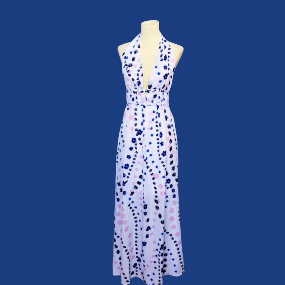 Aqua Halter & Bra Back Formal Gown XS - Picture 1 of 4